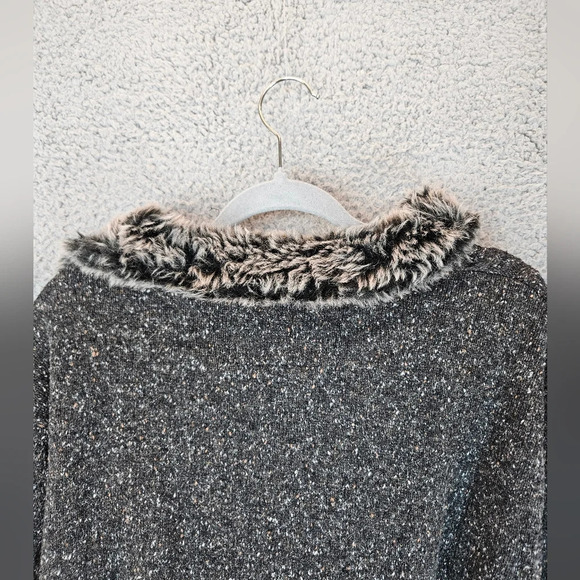 Buckle Black Mens Pull Over Faux Fur With Zip Textured Speckles Sweater Sz XL - Picture 14 of 14